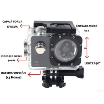 Câmera Filmadora Go Pro Full HD Modelo Mt-1081